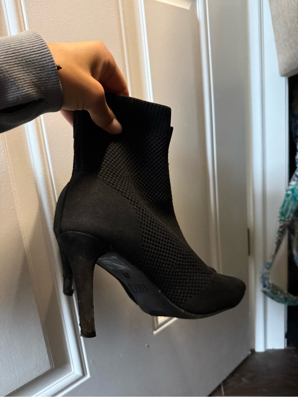 MIA Black Knit Sock Bootie Heels
